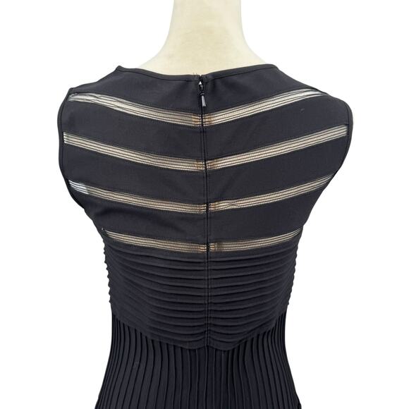 Tadashi Shoji Flip Hem Black Sheer Mesh Knit Mini Sleeveless Cocktail Dress - Picture 7 of 14